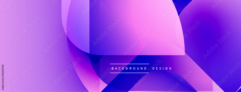 Aufkleber Abstract background features vibrant purple hues, flowing shapes, modern design elements. Gradient colors create dynamic visual effect.