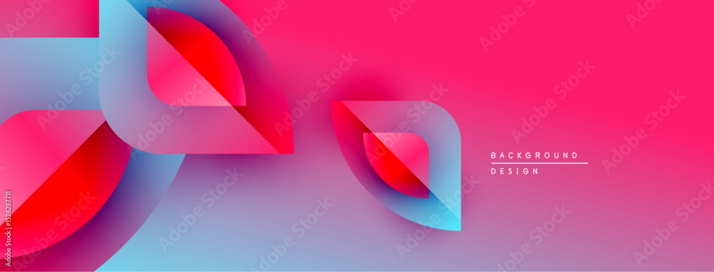 Poster Abstract flowing shapes, vibrant pinks, blues create dynamic gradient background. Modern design element for digital projects.