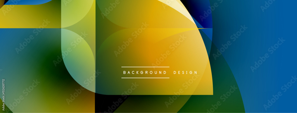 Poster Abstract geometric shapes blend vibrant colors. Overlapping forms create dynamic visual texture. Modern design elements suggest fluidity, energy.