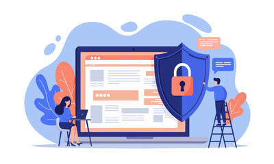 Digital Security and Website Protection Flat Illustration