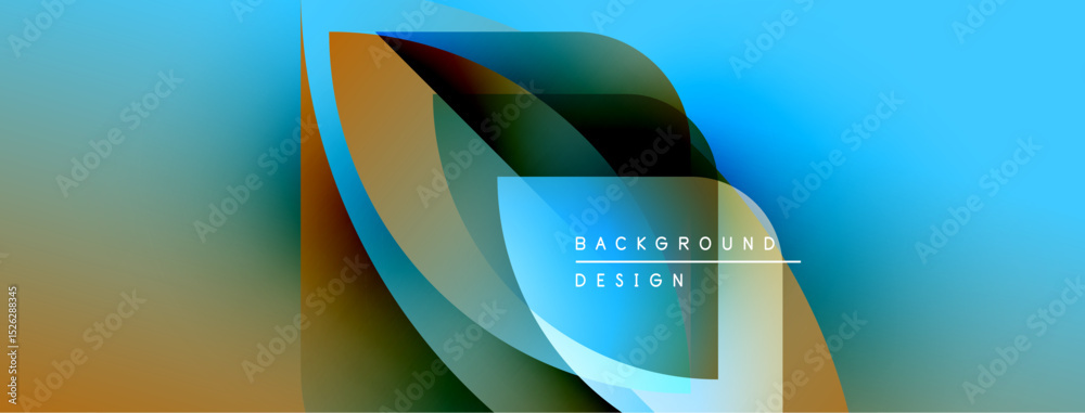Aufkleber Abstract fluid shapes blend, creating dynamic gradient background. Modern design features teal, gold hues. Text reads background design.