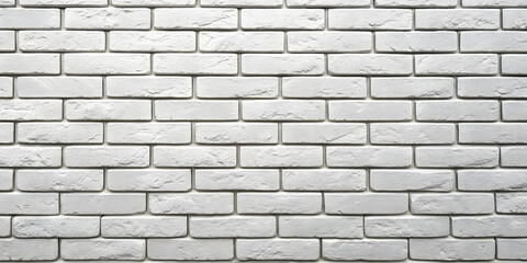 Naklejka premium Clean white brick wall featuring smooth uniform texture, precise mortar joints, modern appearance with consistent rectangular brick pattern and neutral coloring.