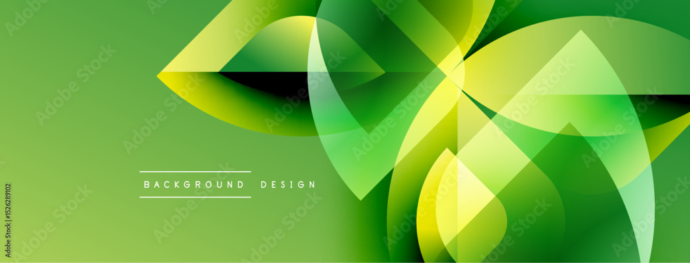 Aufkleber abstract green design features overlapping shapes, gradients. modern, dynamic composition creates vi