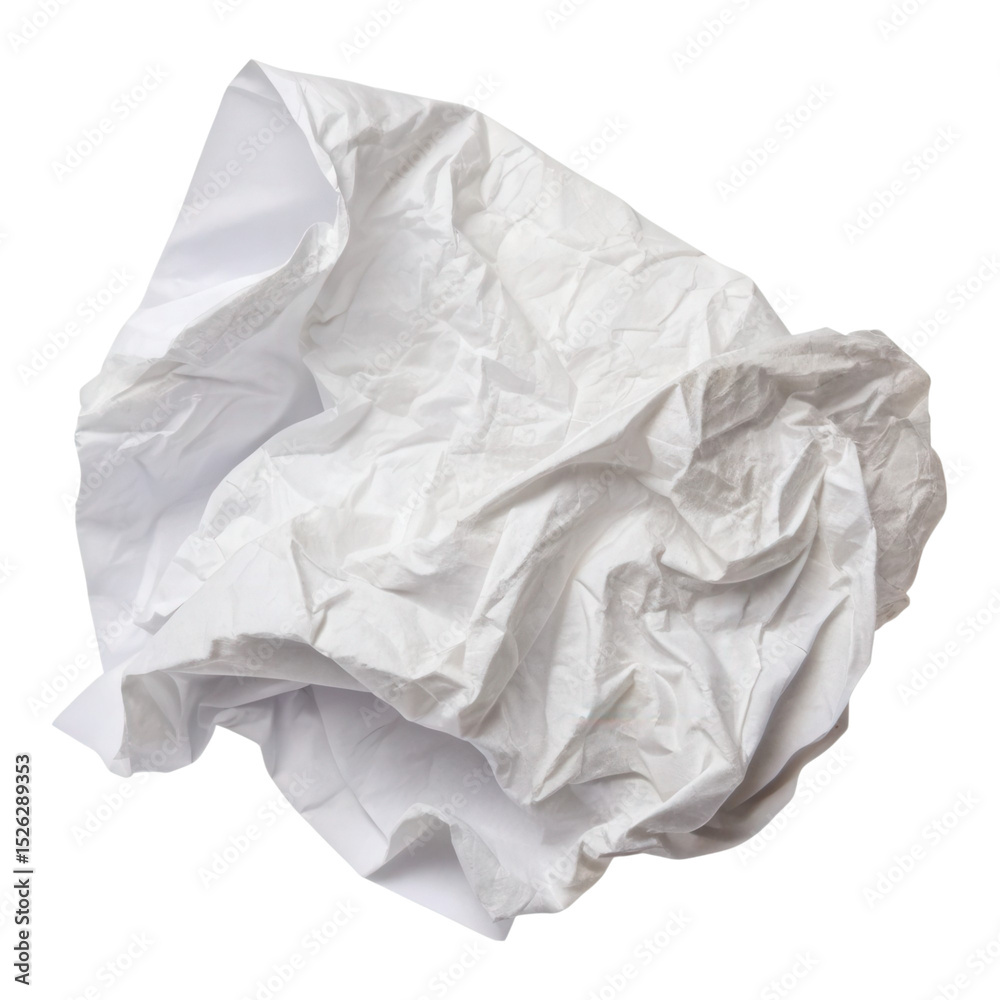 Wall mural crumpled white paper sheet isolated on a plain background creating a minimalistic and clean aestheti
