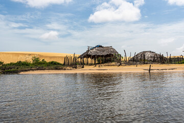 Dunes and lagoons of Vassouras, Lencois Maranhenses, Barreirinhas, Brazil. White sand dunes with pools of fresh water