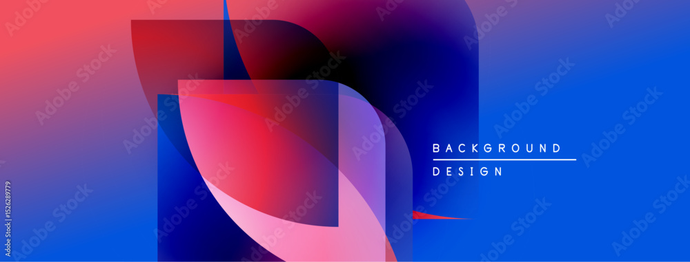 Poster abstract gradients blend, creating dynamic shapes. blue, pink, purple hues dominate composition. tex