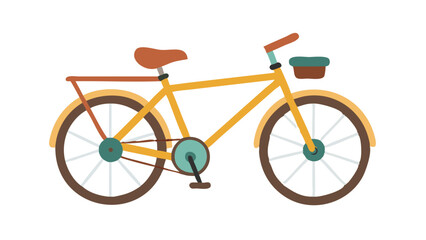 Fototapeta premium Bright yellow bicycle with a basket parked on a sunny street corner during a leisurely afternoon