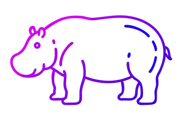 Hippo illustration with vibrant colors showcasing a stylized animal in a playful and modern design