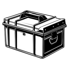 Ammo Box SVG Vector Graphic Black and White Outline