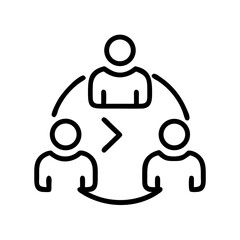 Fototapeta premium Team collaboration diagram illustrating communication flow among participants