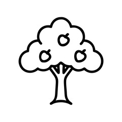 Illustration of a tree with fruits on a white background showing simple design and clear lines, perfect for educational purposes