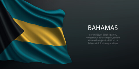 Fototapeta premium Bahamas national flag waving on dark background