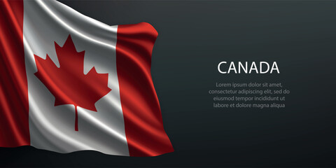 Obraz premium Canada national flag waving on dark background