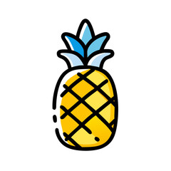 Bright and colorful pineapple illustration showcasing tropical vibes and summer fun in a vibrant style