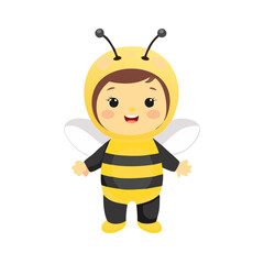 Cute cartoon child dressed as a bee showcasing playful innocence and creative costume design for festivals or events
