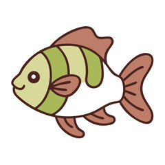 Colorful cartoon fish swimming happily in a clear aquatic environment during a bright daytime setting