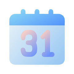 Calendar icon featuring a soft gradient and the number 31, symbolizing the end of the month and a reminder for upcoming events