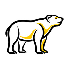 Bold polar bear illustration in a dynamic pose showcases wildlife artistry with vibrant colors