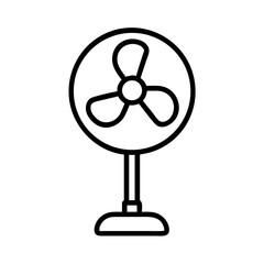 Stylish standing fan designed for home use, providing cool air during warm summer days in a modern living space