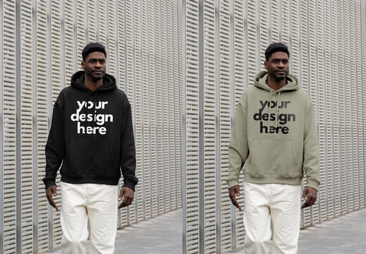 Mockup Of Man Dressed In Customizable Hoodie, Waist Up