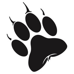 Black Bear Paw Print with Sharp Claws Silhouette