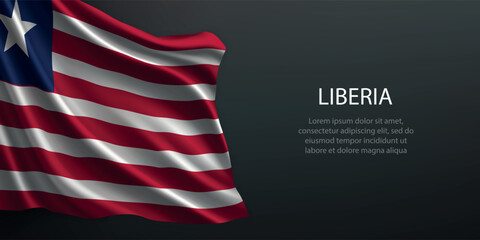 Liberia national flag waving on dark background