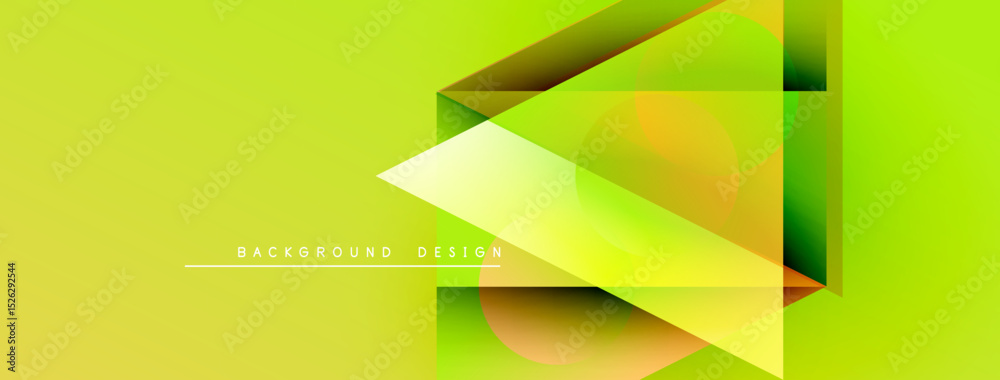 Aufkleber Abstract geometric shapes overlap, creating vibrant yellow design. Gradient colors add depth, modern aesthetic. Minimal text present.