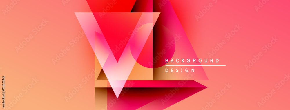 Poster Abstract geometric design. Red, orange gradients create dynamic visual impact. Modern style, suitable for backgrounds, presentations.