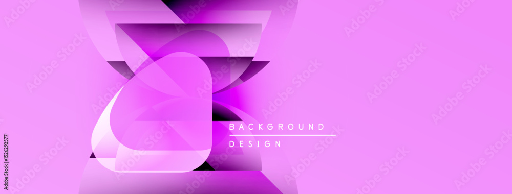 Poster abstract pink design features overlapping shapes, gradients. text reads background design. modern ae