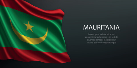 Mauritania national flag waving on dark background