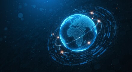 Obraz premium Global digital network. Abstract representation of the earth with technological connections