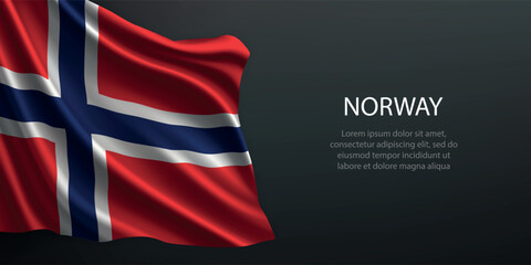 Obraz premium Norway national flag waving on dark background