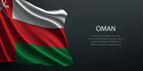 Oman national flag waving on dark background
