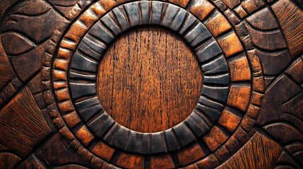 African, wood and graphic with geometric, background and tribal art or wallpaper texture. Traditional, decoration and illustration with 3d, carving and abstract pattern or paint for dynamic shape