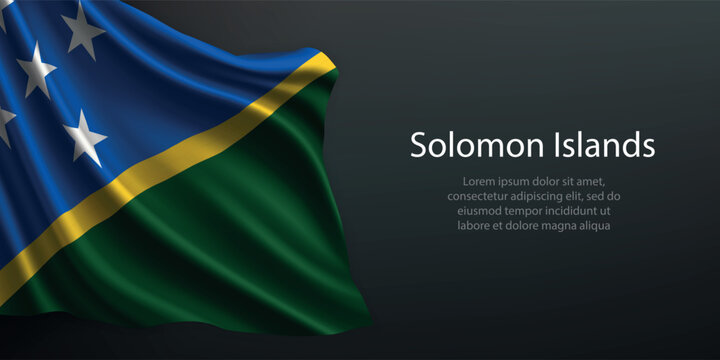 Solomon Islands national flag waving on dark background