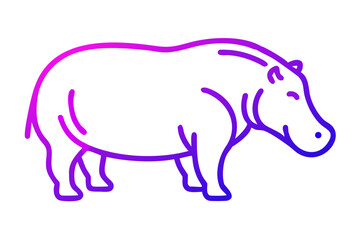Obraz premium Cute and colorful illustration of a standing hippopotamus in a joyful artistic style