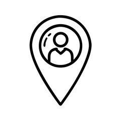 Marker indicating location of individual, symbolizing user presence in navigation apps
