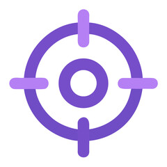 Design of a simple purple target symbol featuring concentric circles and intersecting lines for visual emphasis and clarity