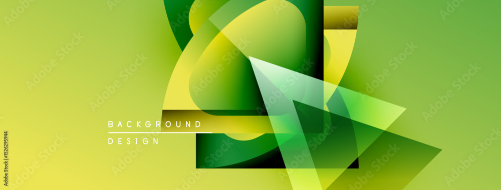 Aufkleber Abstract geometric shapes overlap, creating dynamic green, yellow gradients. Modern design elements suggest innovation, energy. Text reads background design.