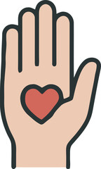 Obraz premium raised hand with heart vector