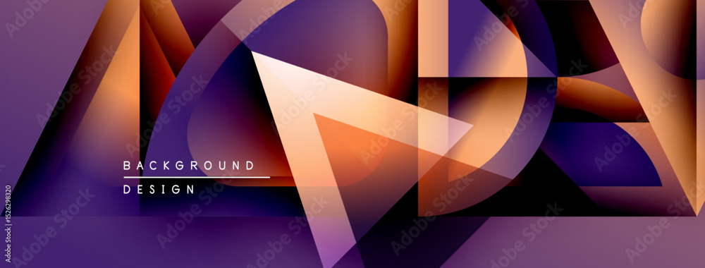 Aufkleber abstract geometric shapes blend, creating dynamic purple, orange gradients. modern design elements s