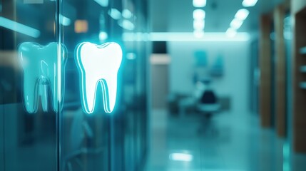 Glowing Teeth Sign: Modern Dental Clinic