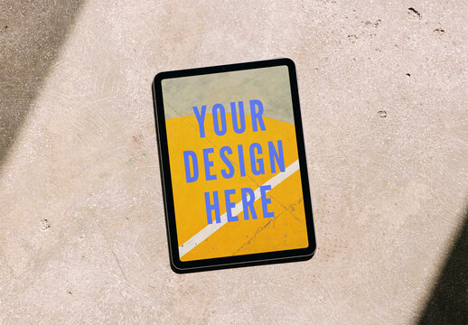 Mockup Of Customized Vertical Digital Tablet On Plain Background