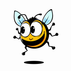 Obraz premium Cartoon bee character jumping with a happy expression 