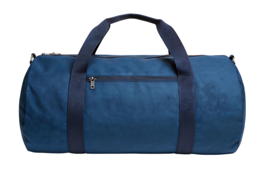Blue duffel bag isolated on transparent background