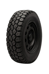 Rugged Tire in Black: A close-up shot of a sturdy, black tire, boasting a deep, patterned tread designed for optimal grip and performance. Every groove and ridge speaks of resilience and reliability.