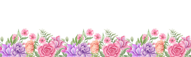 Watercolor flowers background vector for design.