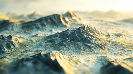 Majestic Mountain Range at Sunrise: A Digital Landscape