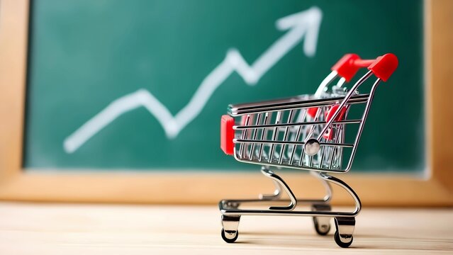 Shopping cart growth chart success business financial market trend