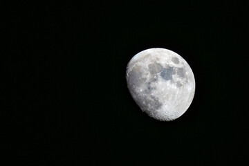 Bright Waxing Gibbous Moon in Dark Night Sky – May 2025